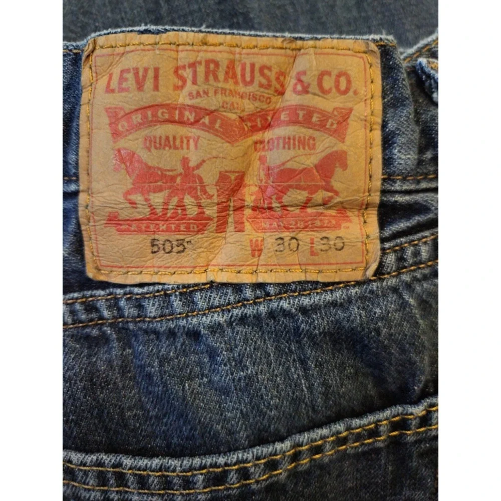 Levis 505 Regular Straight Blue Denim Jeans Mens Tag 30x30 Western